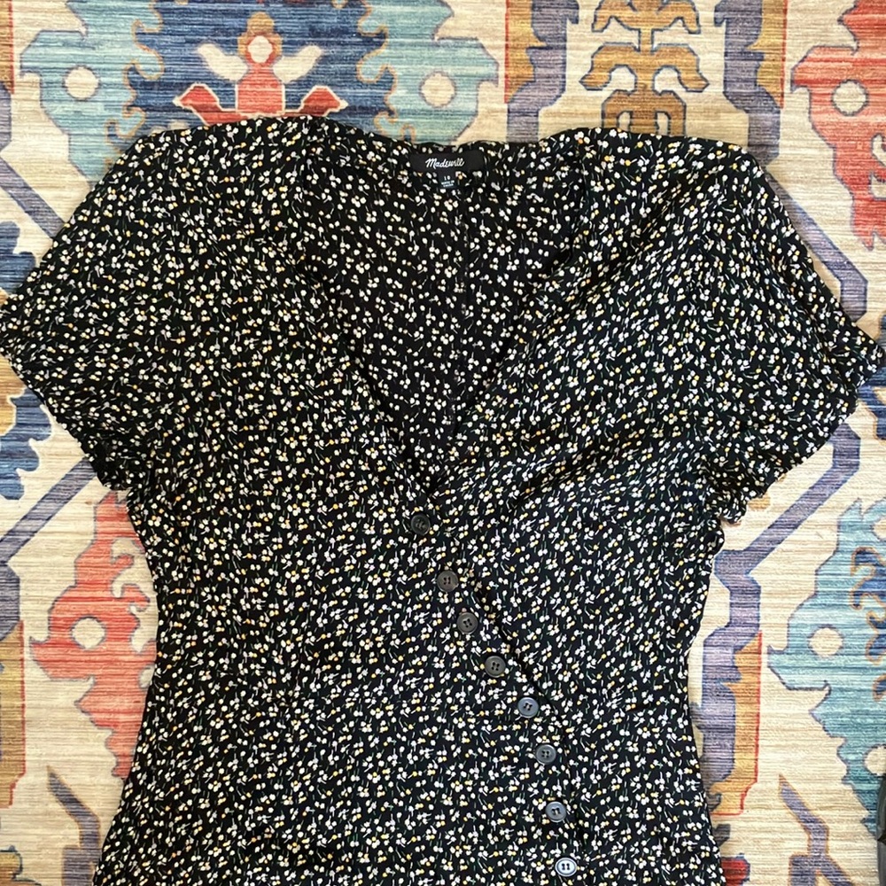 Madewell Black floral Mini Dress